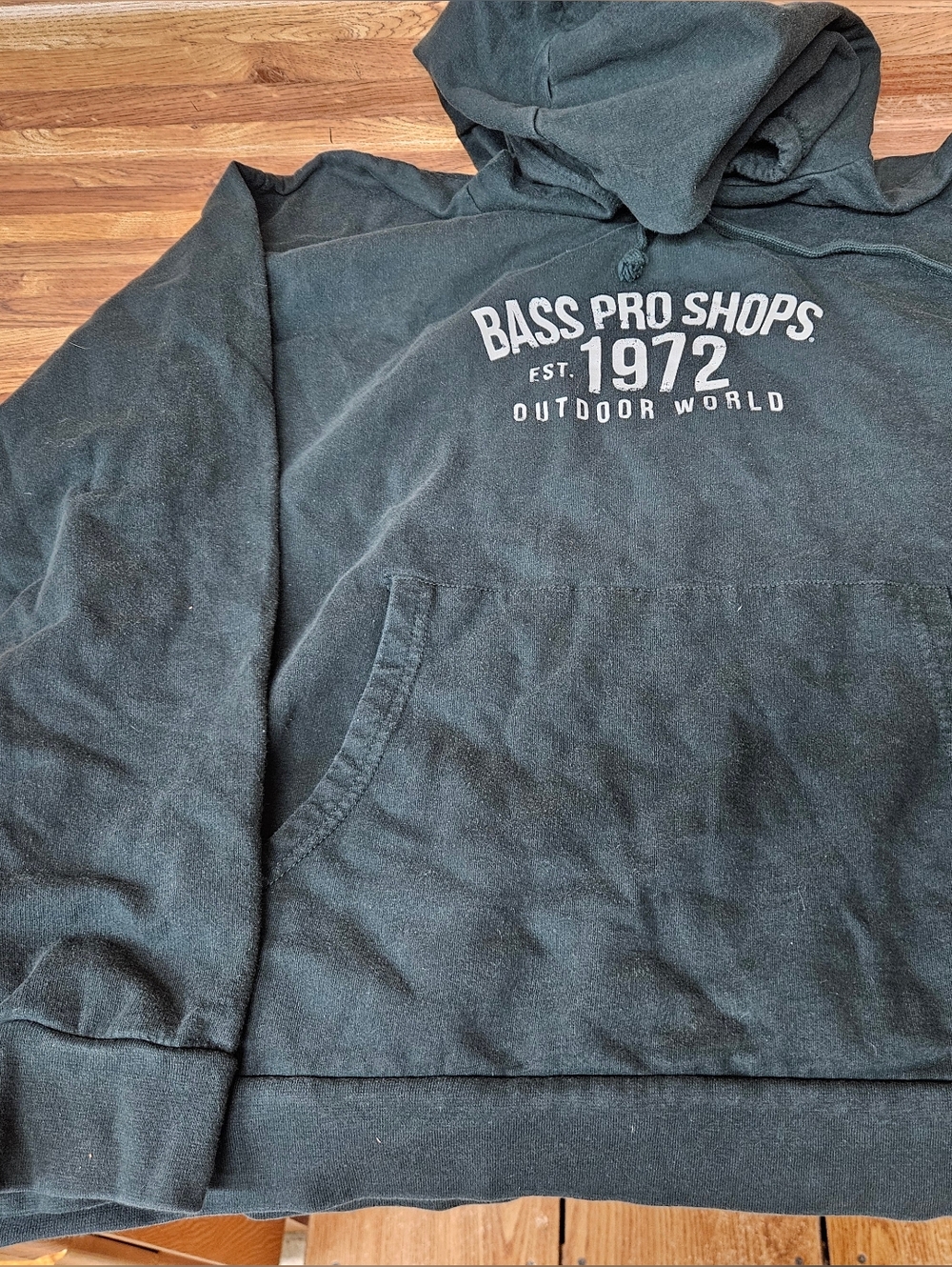 Bass Pro Shops Black Hoodie with Yellow & Green Logo